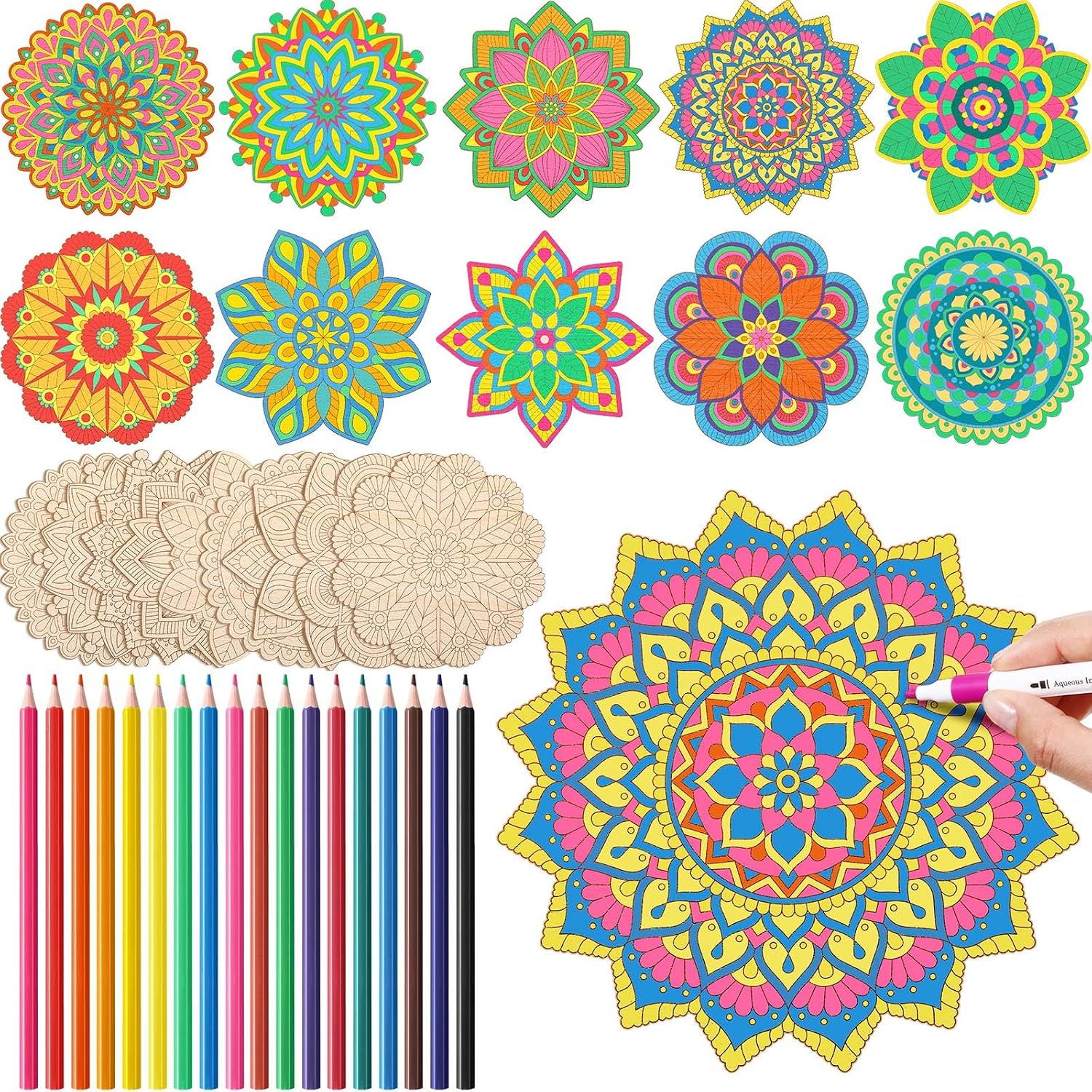 28-Piece Wooden Mandala Art Kit