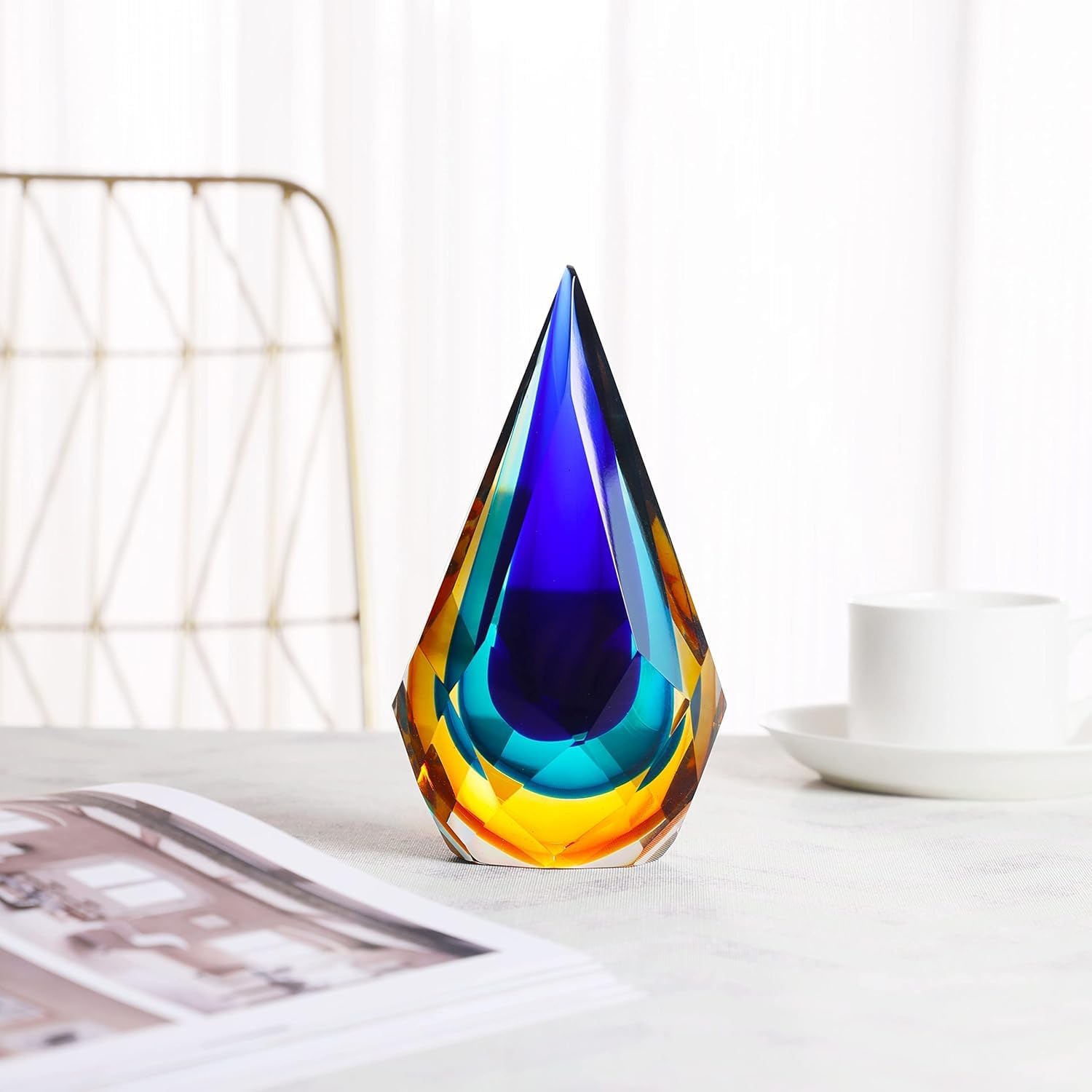 Blue and Clear Art Glass Sculpture