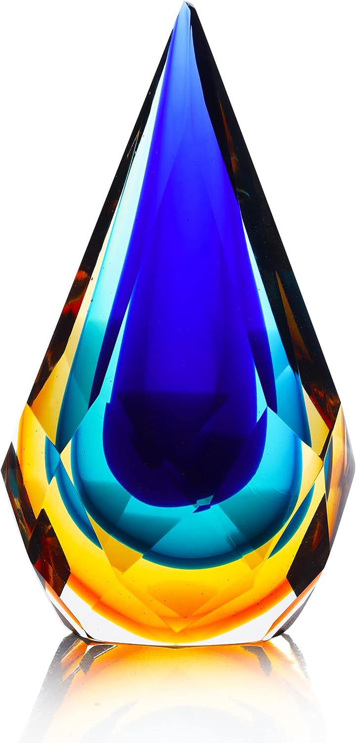 Blue and Clear Art Glass Sculpture