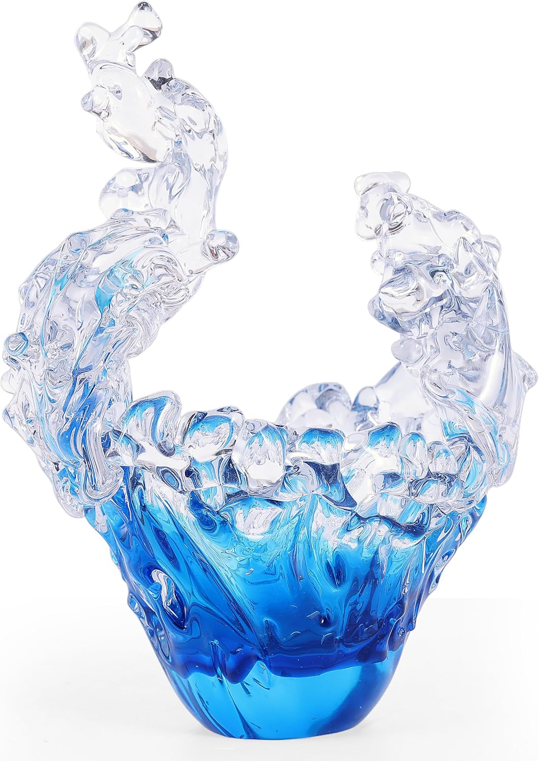 Blue and Clear Glass Wave Art