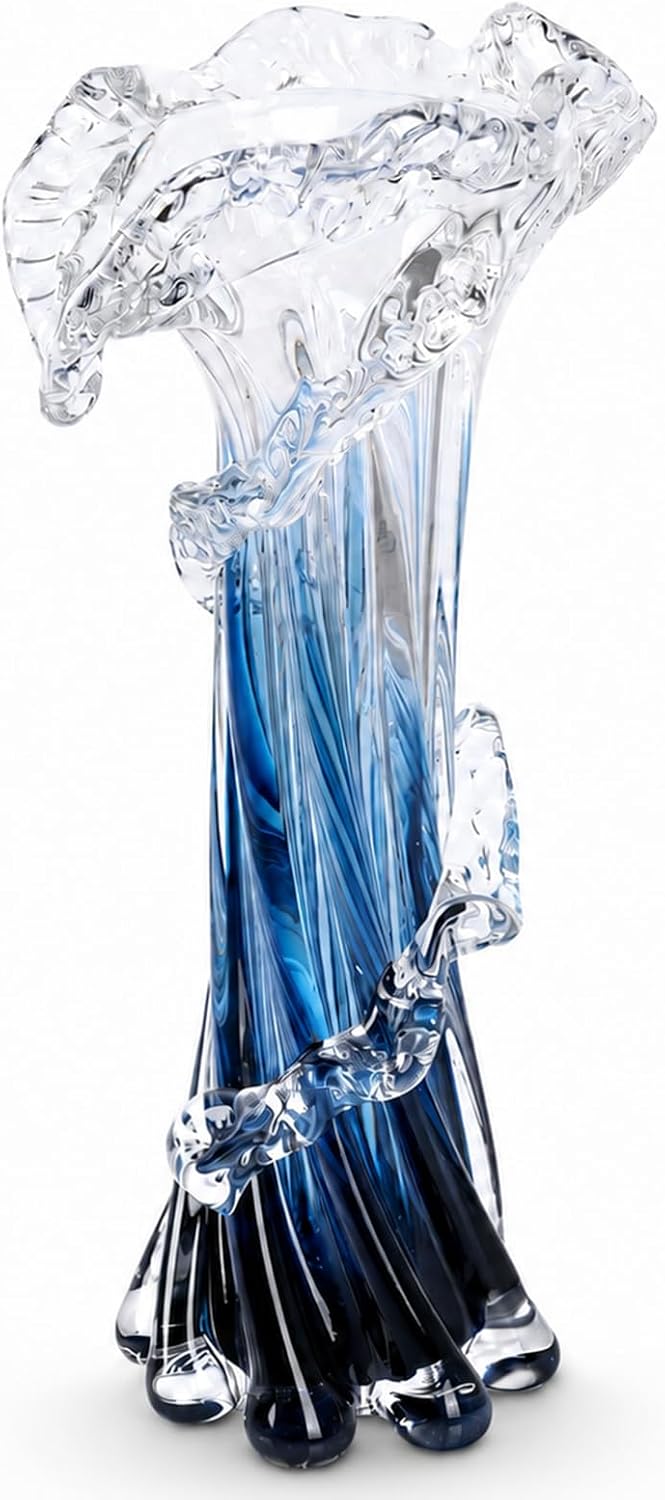Blue Wave Art Glass Vase