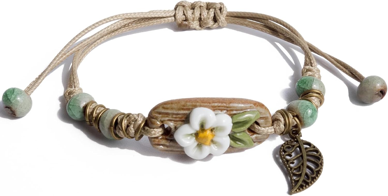 Ceramic Flower Adjustable Bracelet