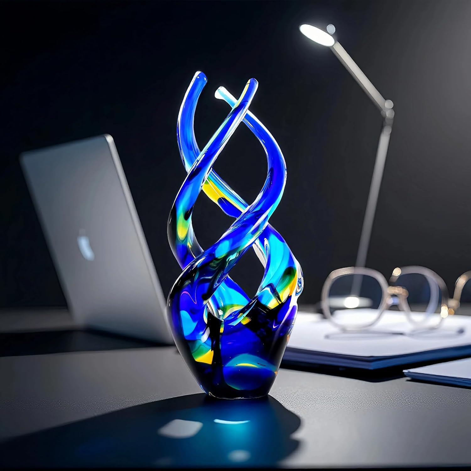 Cobalt Blue Swirl Glass Sculpture