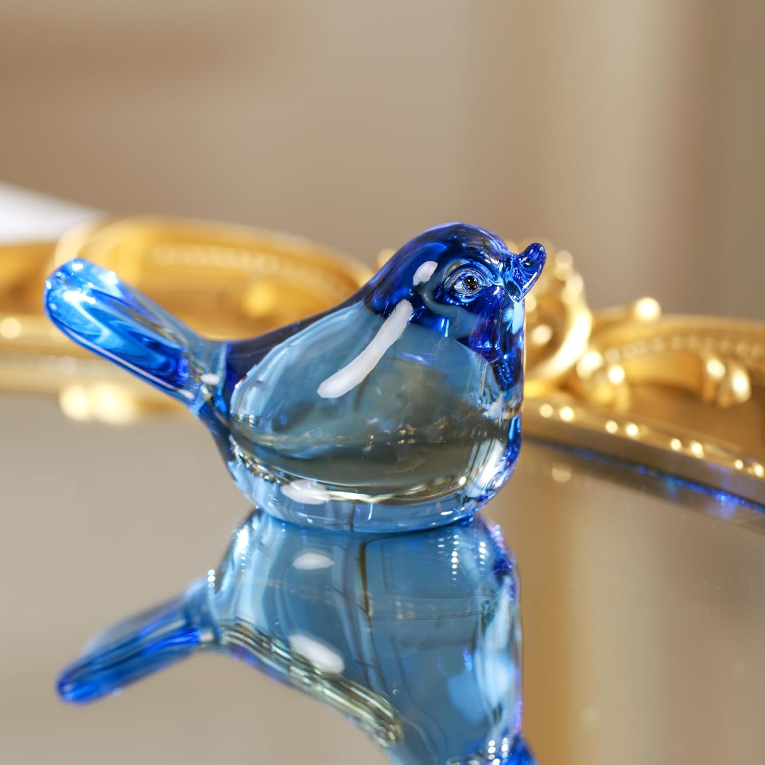 Dark Blue Blown Glass Bird