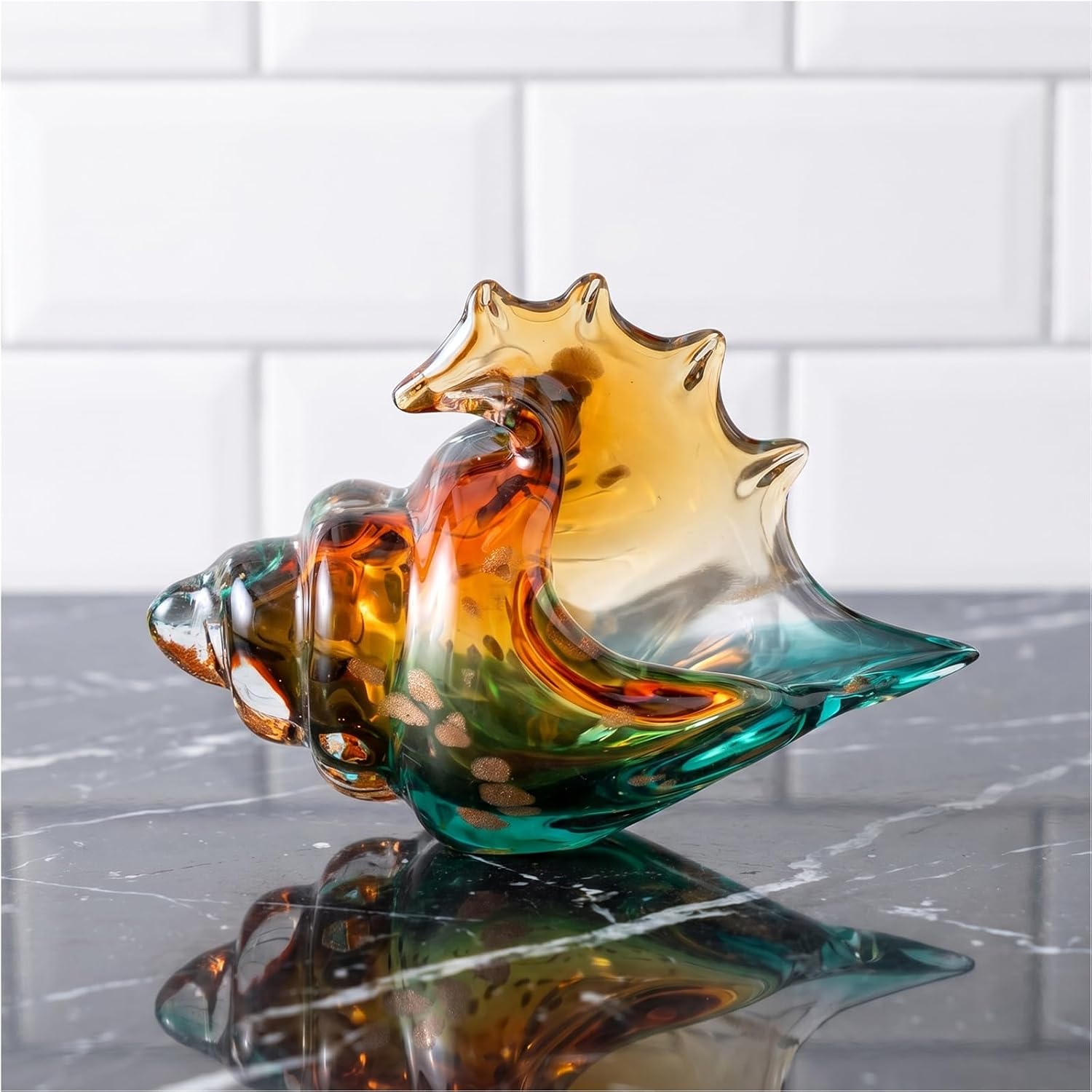 Glass Seashell Coastal Form Sculpture