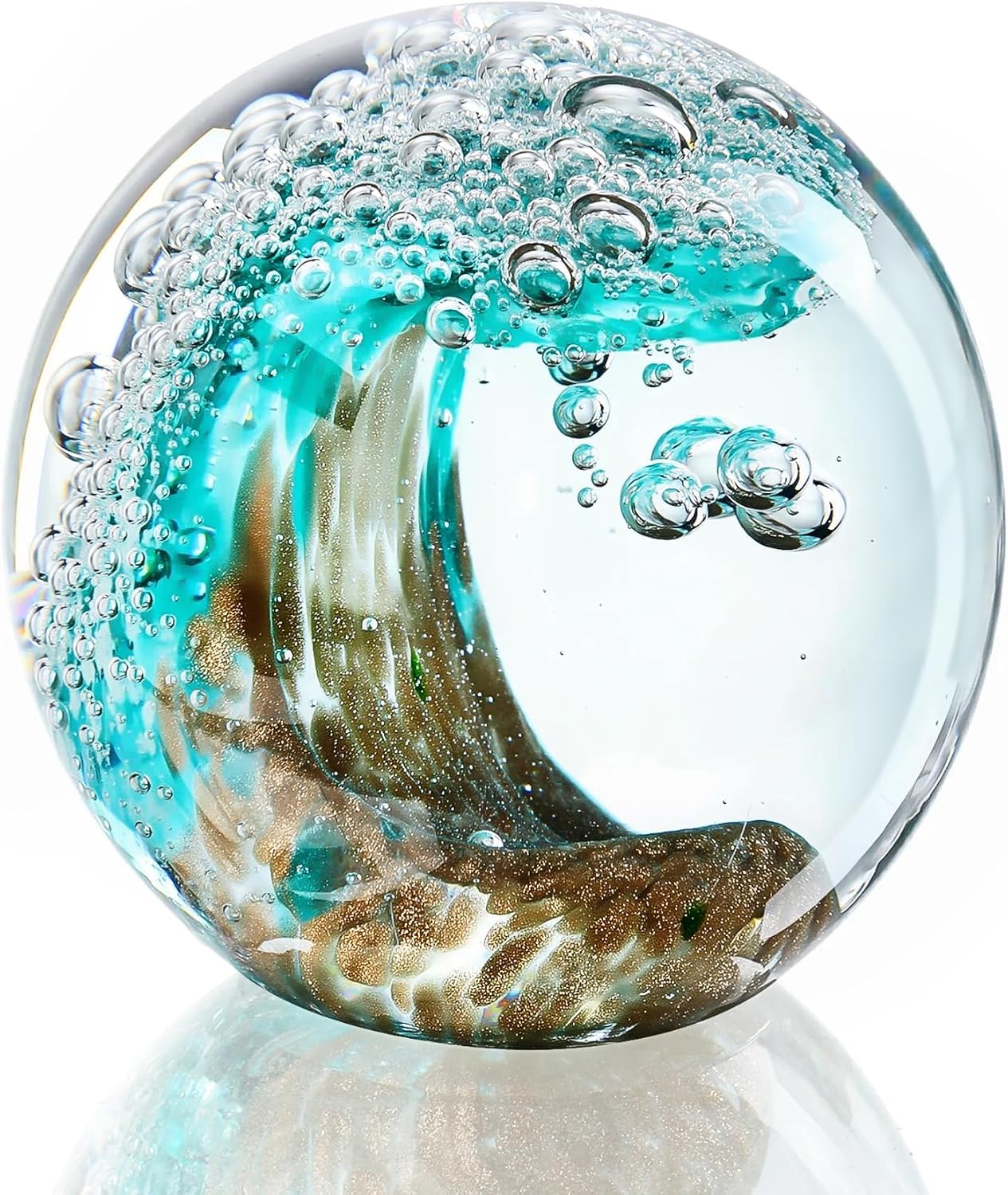 Green Glass Wave Paperweight