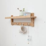 Wooden Wall Shelf with Peg Hooks
