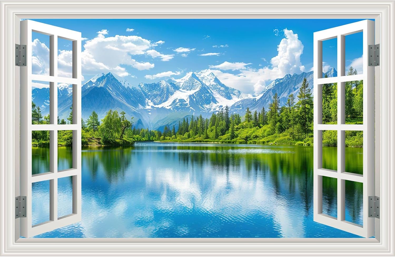 Mountain Lake Window Wall Sticker