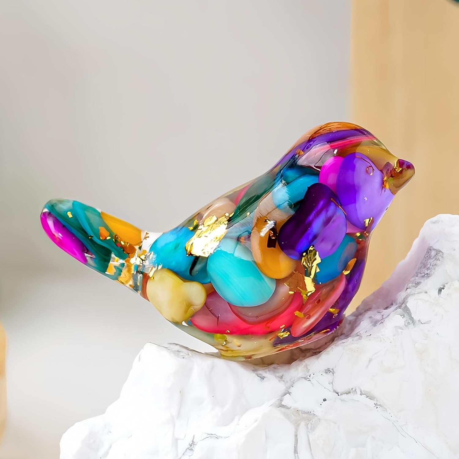 Multicoloured Art Glass Bird Figurine