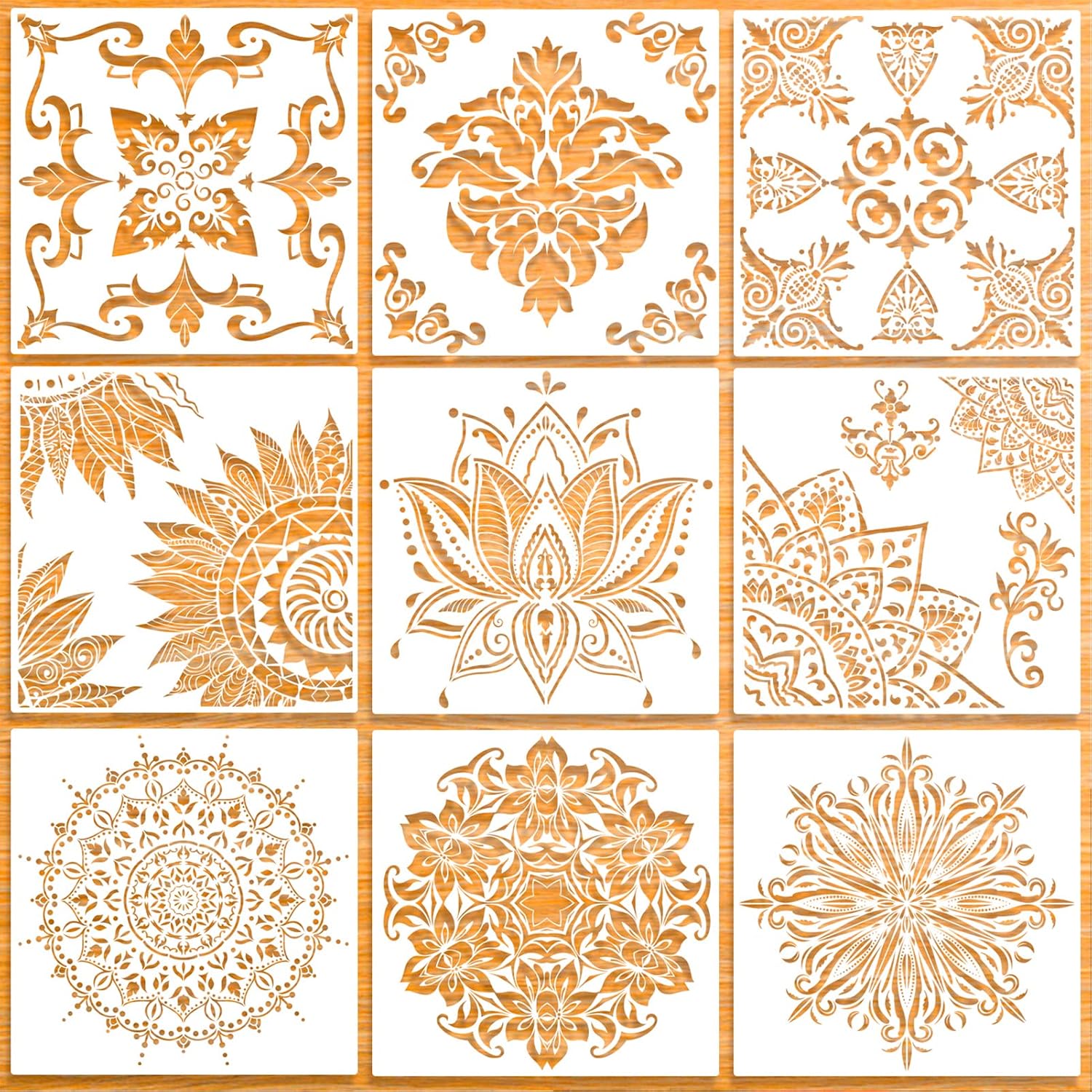 Nine-Pack Reusable Mandala Stencils