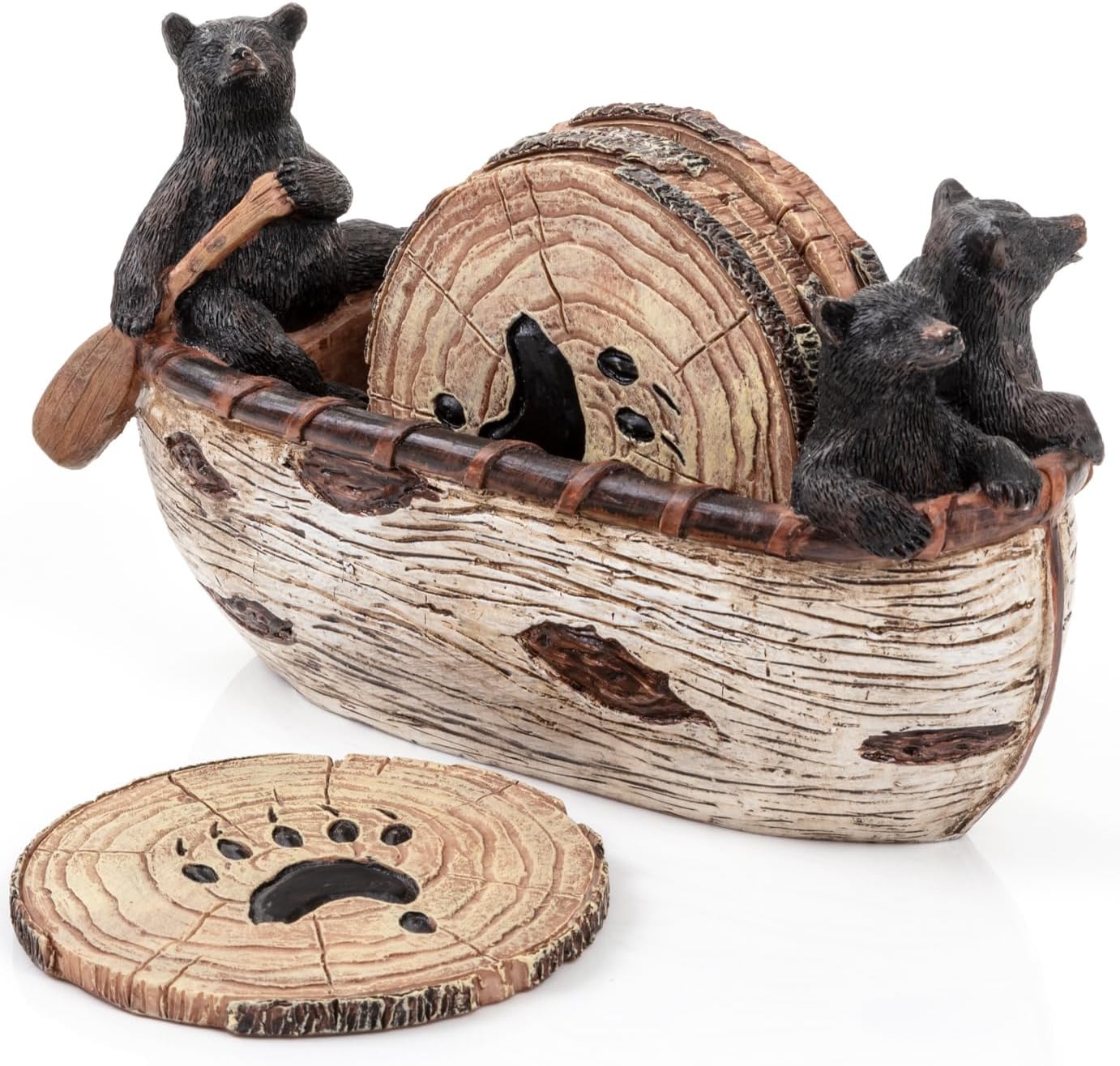 Six-Piece Bear Coaster Set with Holder