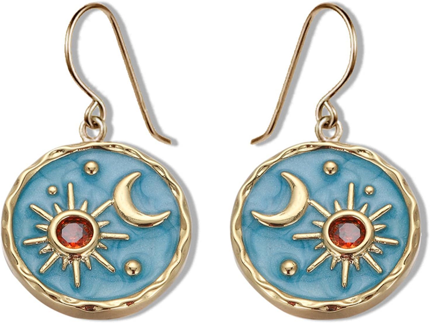 Sun and Moon Drop Earrings, Lightweight