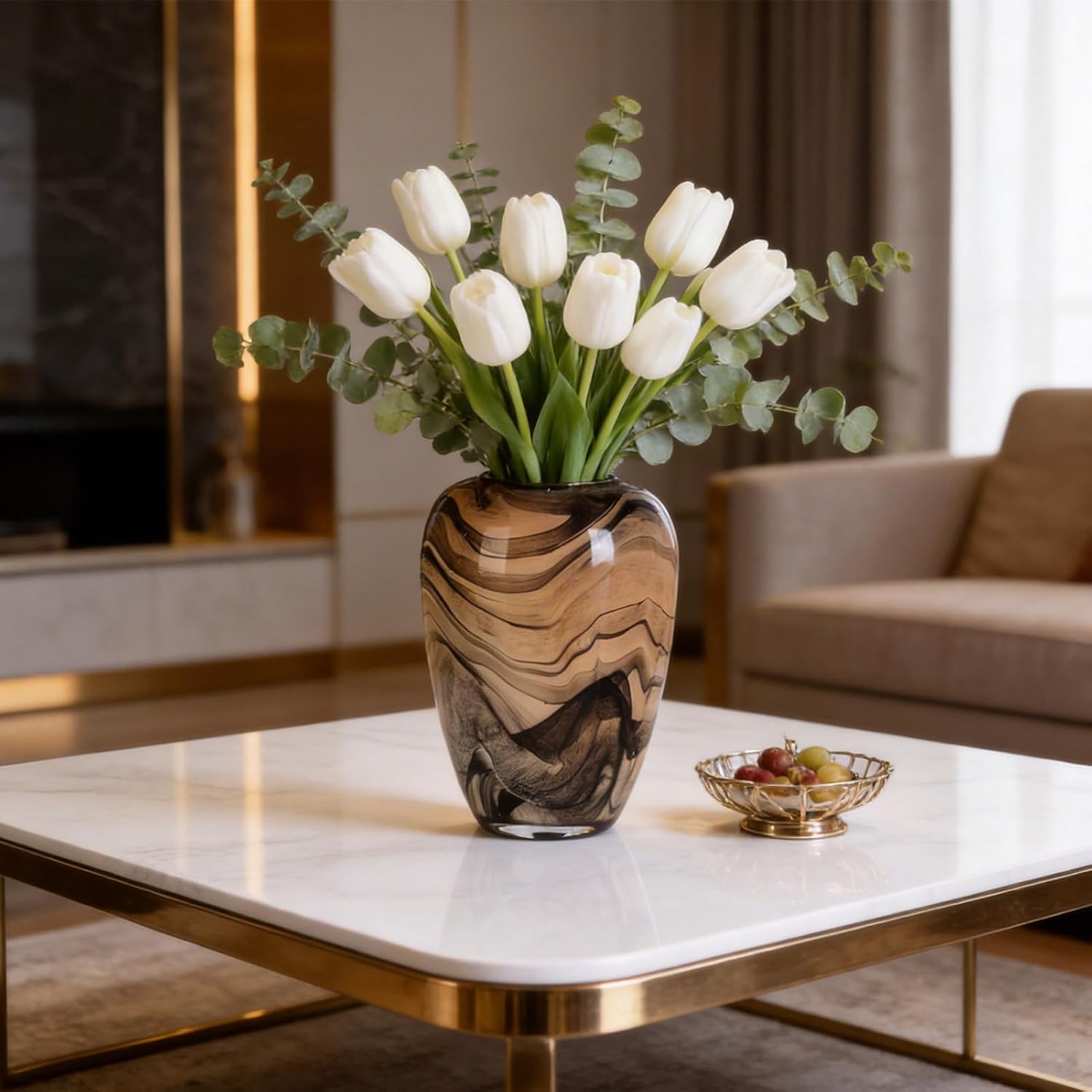Swirl Pattern Decorative Glass Vase